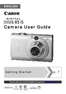 Canon Digital Ixus 85 IS manual. Camera Instructions.